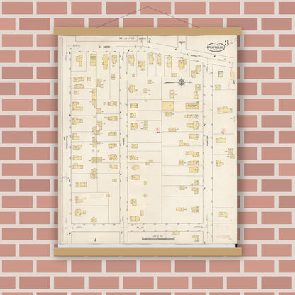 Old map wall art mockup — magnetic wood frame on brick wall — Sanborn Fire Insurance Map from Prattsburgh, Steuben County, New York (1934), Sheet #0003