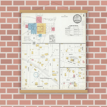 Old map wall art mockup — magnetic wood frame on brick wall — Sanborn Fire Insurance Map from Jonesboro, Union County, Illinois (1900) - Complete Map Set