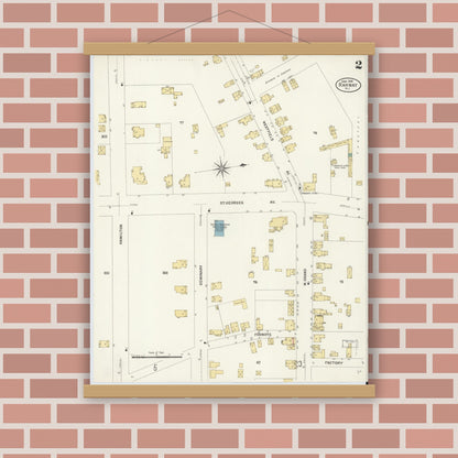 Old map wall art mockup — magnetic wood frame on brick wall — Sanborn Fire Insurance Map from Rahway, Union County, New Jersey (1908) - Complete Map Set