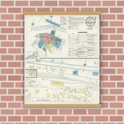 Old map wall art mockup — magnetic wood frame on brick wall — Sanborn Fire Insurance Map from Canajoharie, Montgomery County, New York (1915) - Complete Map Set