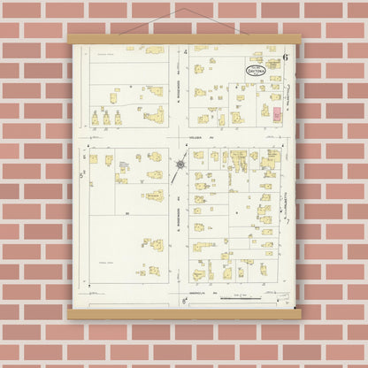 Old map wall art mockup — magnetic wood frame on brick wall — Sanborn Fire Insurance Map from Daytona, Volusia County, Florida (1912), Sheet #0006