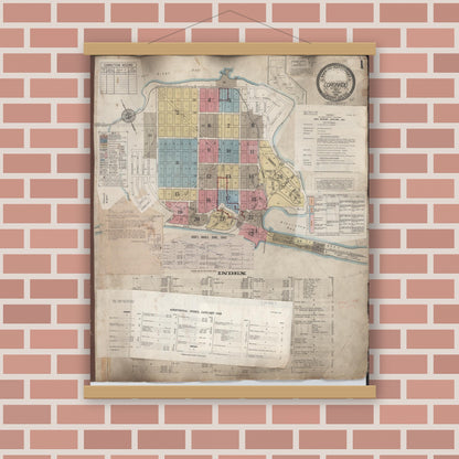 Old map wall art mockup — magnetic wood frame on brick wall — Sanborn Fire Insurance Map from Coronado, San Diego County, California (1962), Sheet #0001