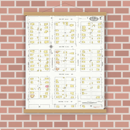 Old map wall art mockup — magnetic wood frame on brick wall — Sanborn Fire Insurance Map from Eagle Grove, Wright County, Iowa (1921), Sheet #0007
