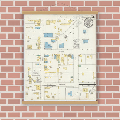 Old map wall art mockup — magnetic wood frame on brick wall — Sanborn Fire Insurance Map from Kerrville, Kerr County, Texas (1898) - Complete Map Set