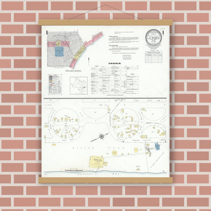 Old map wall art mockup — magnetic wood frame on brick wall — Sanborn Fire Insurance Map from La Porte, Harris County, Texas (1939) - Complete Map Set