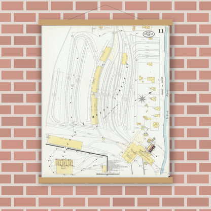 Old map wall art mockup — magnetic wood frame on brick wall — Sanborn Fire Insurance Map from Orange, Orange County, Texas (1901), Sheet #0011