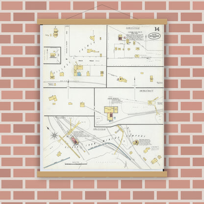 Old map wall art mockup — magnetic wood frame on brick wall — Sanborn Fire Insurance Map from Negaunee, Marquette County, Michigan (1902), Sheet #0014