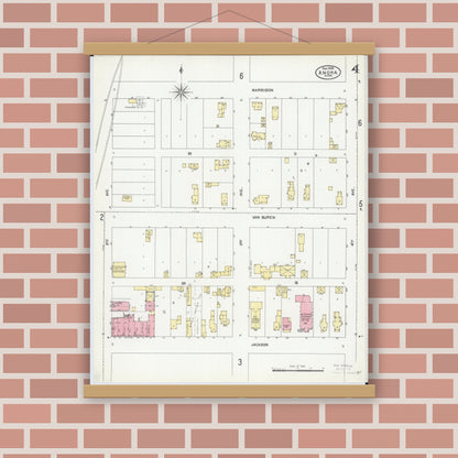 Old map wall art mockup — magnetic wood frame on brick wall — Sanborn Fire Insurance Map from Anoka, Anoka County, Minnesota (1904), Sheet #0004