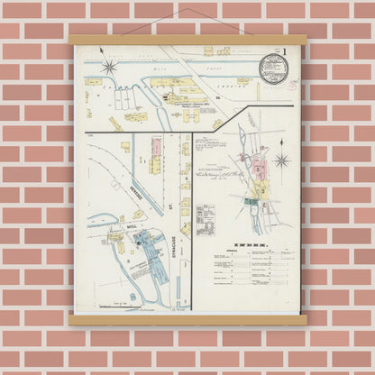 Old map wall art mockup — magnetic wood frame on brick wall — Sanborn Fire Insurance Map from Chittenango, Madison County, New York (1890) - Complete Map Set