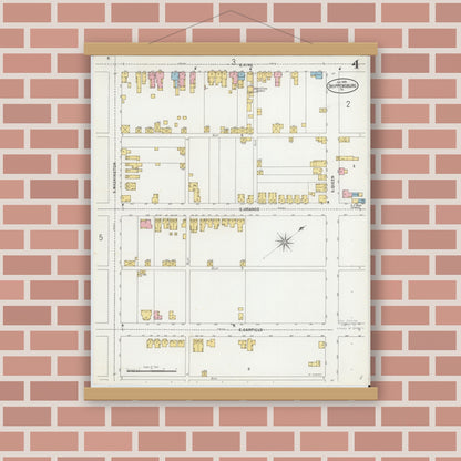 Old map wall art mockup — magnetic wood frame on brick wall — Sanborn Fire Insurance Map from Shippensburg, Cumberland And Franklin Counties, Pennsylvania (1899), Sheet #0004