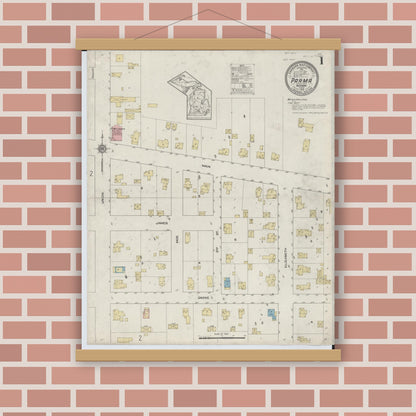Old map wall art mockup — magnetic wood frame on brick wall — Sanborn Fire Insurance Map from Parma, Jackson County, Michigan (1913) - Complete Map Set