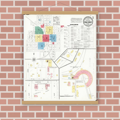 Old map wall art mockup — magnetic wood frame on brick wall — Sanborn Fire Insurance Map from Eagle Grove, Wright County, Iowa (1906) â€” Complete Set