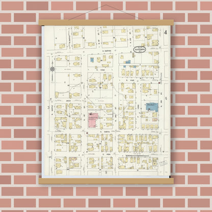 Old map wall art mockup — magnetic wood frame on brick wall — Sanborn Fire Insurance Map from Ishpeming, Marquette County, Michigan (1911), Sheet #0004