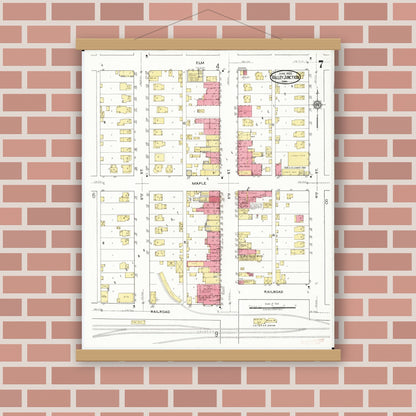 Old map wall art mockup — magnetic wood frame on brick wall — Sanborn Fire Insurance Map from Valley Junction, Polk County, Iowa (1920), Sheet #0007