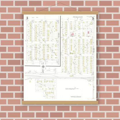 Old map wall art mockup — magnetic wood frame on brick wall — Sanborn Fire Insurance Map from Valley Junction, Polk County, Iowa (1937), Sheet #0005