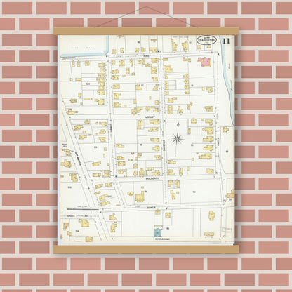 Old map wall art mockup — magnetic wood frame on brick wall — Sanborn Fire Insurance Map from Saint Augustine, Saint John's County, Florida (1899), Sheet #0011