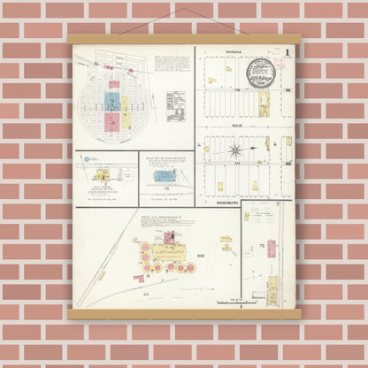 Old map wall art mockup — magnetic wood frame on brick wall — Sanborn Fire Insurance Map from South Riverside, Riverside County, California (1895) - Complete Map Set