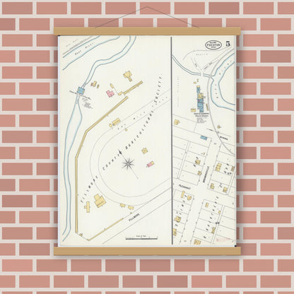 Old map wall art mockup — magnetic wood frame on brick wall — Sanborn Fire Insurance Map from Preston, Fillmore County, Minnesota (1900), Sheet #0005