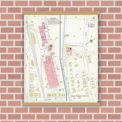 Old map wall art mockup — magnetic wood frame on brick wall — Sanborn Fire Insurance Map from Ilion, Herkimer County, New York (1912) - Complete Map Set