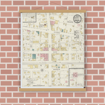 Old map wall art mockup — magnetic wood frame on brick wall — Sanborn Fire Insurance Map from Dunkirk, Hardin County, Ohio (1895), Sheet #0001