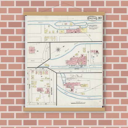 Old map wall art mockup — magnetic wood frame on brick wall — Sanborn Fire Insurance Map from Middletown, Butler County, Ohio (1890), Sheet #0010