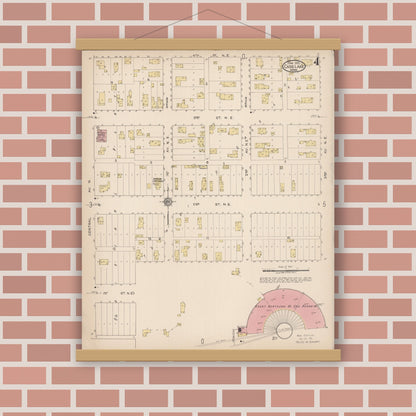 Old map wall art mockup — magnetic wood frame on brick wall — Sanborn Fire Insurance Map from Cass Lake, Cass County, Minnesota (1922), Sheet #0004