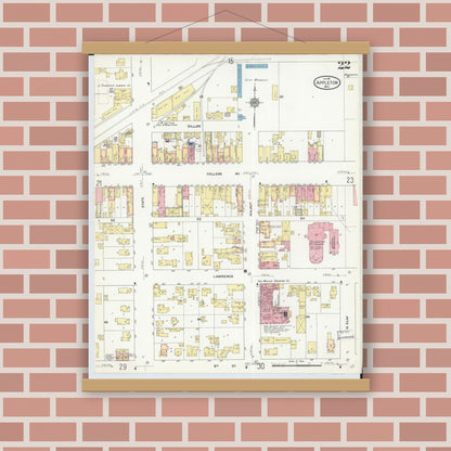 Old map wall art mockup — magnetic wood frame on brick wall — Sanborn Fire Insurance Map from Appleton, Outagamie County, Wisconsin (1911), Sheet #0022