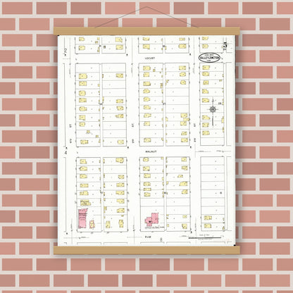 Old map wall art mockup — magnetic wood frame on brick wall — Sanborn Fire Insurance Map from Valley Junction, Polk County, Iowa (1920), Sheet #0005