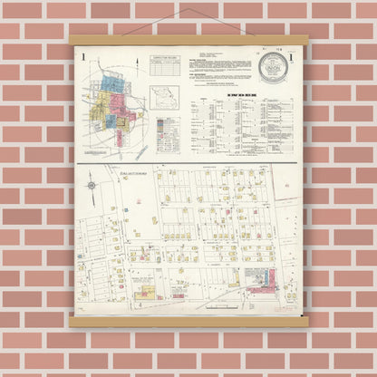 Old map wall art mockup — magnetic wood frame on brick wall — Sanborn Fire Insurance Map from Union, Franklin County, Missouri (1935) - Complete Map Set