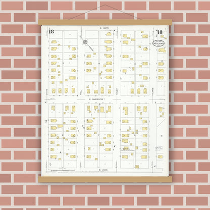 Old map wall art mockup — magnetic wood frame on brick wall — Sanborn Fire Insurance Map from Midland, Midland County, Michigan (1926), Sheet #0018