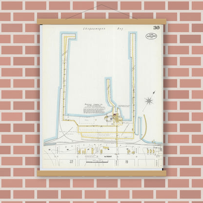 Old map wall art mockup — magnetic wood frame on brick wall — Sanborn Fire Insurance Map from Ashland, Ashland County, Wisconsin (1901), Sheet #0030
