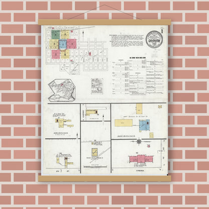 Old map wall art mockup — magnetic wood frame on brick wall — Sanborn Fire Insurance Map from Graham, Young County, Texas (1920) - Complete Map Set