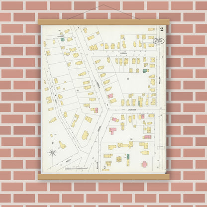 Old map wall art mockup — magnetic wood frame on brick wall — Sanborn Fire Insurance Map from Lyons, Wayne County, New York (1899) - Complete Map Set
