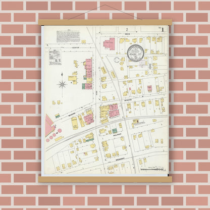 Old map wall art mockup — magnetic wood frame on brick wall — Sanborn Fire Insurance Map from Mineral City, Tuscarawas County, Ohio (1902) - Complete Map Set