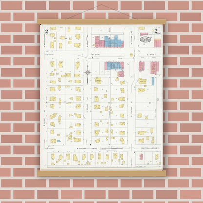 Old map wall art mockup — magnetic wood frame on brick wall — Sanborn Fire Insurance Map from Osborn, Greene County, Ohio (1929), Sheet #0002