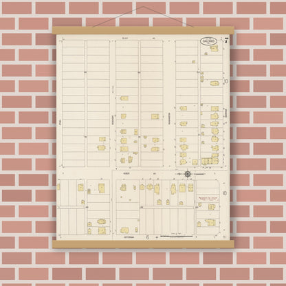 Old map wall art mockup — magnetic wood frame on brick wall — Sanborn Fire Insurance Map from Calexico, Imperial County, California (1920), Sheet #0007