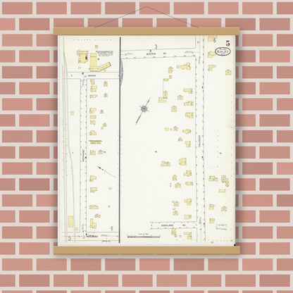 Old map wall art mockup — magnetic wood frame on brick wall — Sanborn Fire Insurance Map from Ripley, Chautauqua County, New York (1912), Sheet #0005