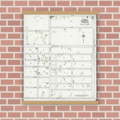 Old map wall art mockup — magnetic wood frame on brick wall — Sanborn Fire Insurance Map from Lemon City, Dade County, Florida (1920), Sheet #0002