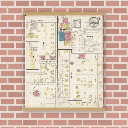 Old map wall art mockup — magnetic wood frame on brick wall — Sanborn Fire Insurance Map from Archbold, Fulton County, Ohio (1922) - Complete Map Set