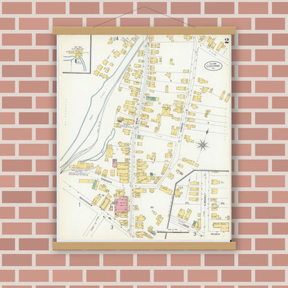 Old map wall art mockup — magnetic wood frame on brick wall — Sanborn Fire Insurance Map from Luzerne, Luzerne County, Pennsylvania (1903), Sheet #0002