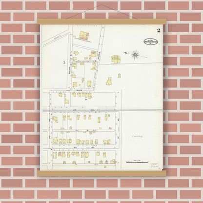 Old map wall art mockup — magnetic wood frame on brick wall — Sanborn Fire Insurance Map from New Kensington, Westmoreland County, Pennsylvania (1905), Sheet #0002