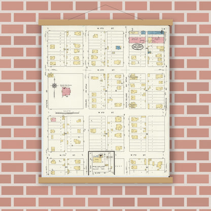 Old map wall art mockup — magnetic wood frame on brick wall — Sanborn Fire Insurance Map from Dalhart, Dallam And Hartley County, Texas (1920), Sheet #0004