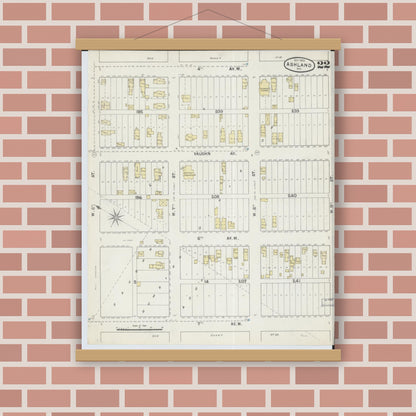Old map wall art mockup — magnetic wood frame on brick wall — Sanborn Fire Insurance Map from Ashland, Ashland County, Wisconsin (1890), Sheet #0022