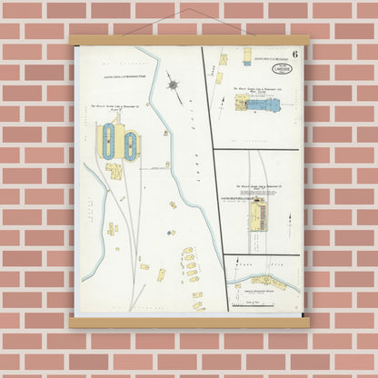Old map wall art mockup — magnetic wood frame on brick wall — Sanborn Fire Insurance Map from Lakeside, Ottawa County, Ohio (1910), Sheet #0006