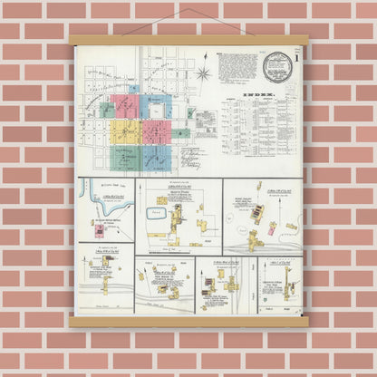 Old map wall art mockup — magnetic wood frame on brick wall — Sanborn Fire Insurance Map from Du Quoin, Perry County, Illinois (1900) - Complete Map Set