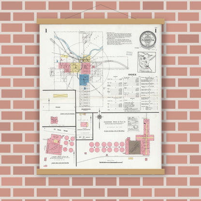 Old map wall art mockup — magnetic wood frame on brick wall — Sanborn Fire Insurance Map from Zumbrota, Goodhue County, Minnesota (1927) - Complete Map Set