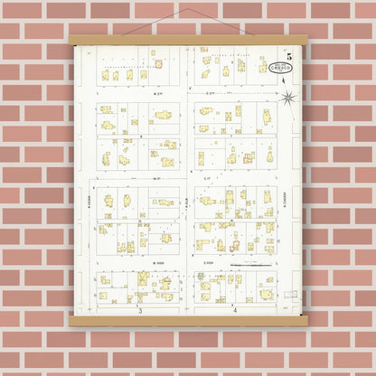 Old map wall art mockup — magnetic wood frame on brick wall — Sanborn Fire Insurance Map from Cresco, Howard County, Iowa (1902), Sheet #0005