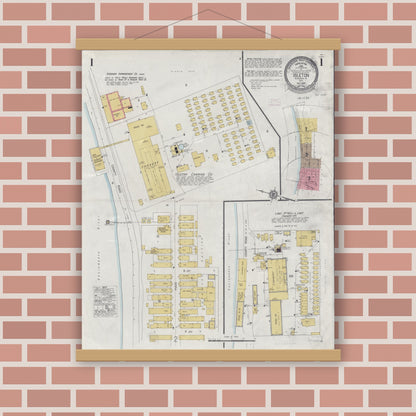 Old map wall art mockup — magnetic wood frame on brick wall — Sanborn Fire Insurance Map from Isleton, Sacramento County, California (1925) - Complete Map Set