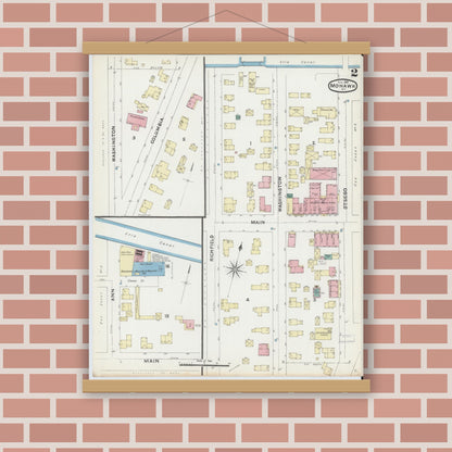 Old map wall art mockup — magnetic wood frame on brick wall — Sanborn Fire Insurance Map from Mohawk, Herkimer County, New York (1891), Sheet #0002