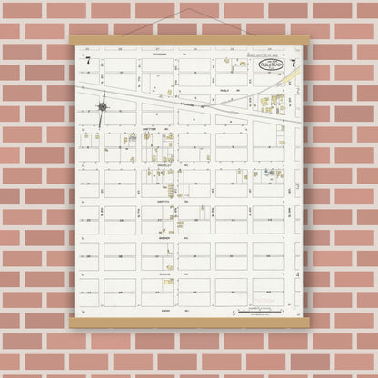 Old map wall art mockup — magnetic wood frame on brick wall — Sanborn Fire Insurance Map from Pablo Beach, Duval County, Florida (1924), Sheet #0007